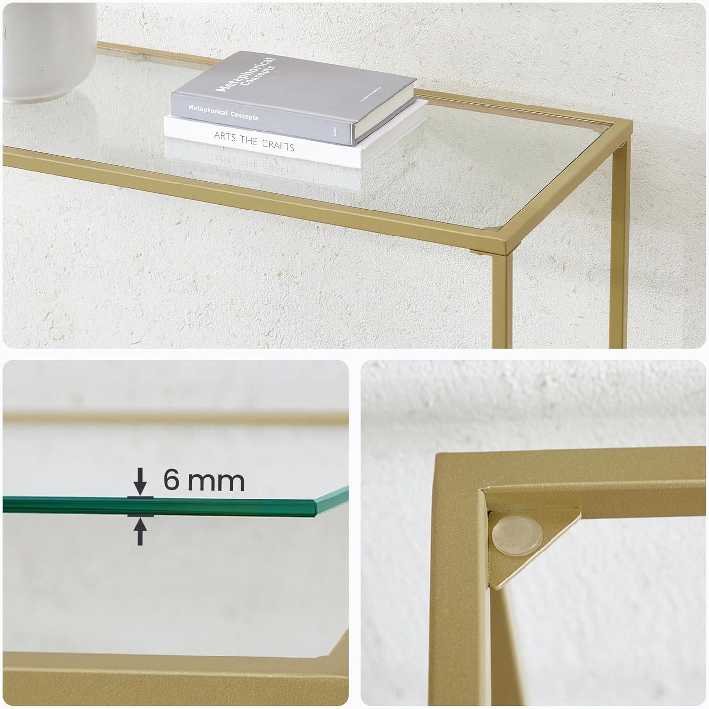 VASAGLE Console table tempered glass table top LGT036A01