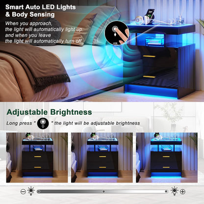 Bedside Table with Charging Station