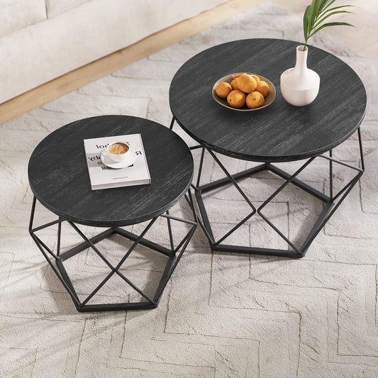 VASAGLE Round Coffee Tables, Set of 2 Side Tables