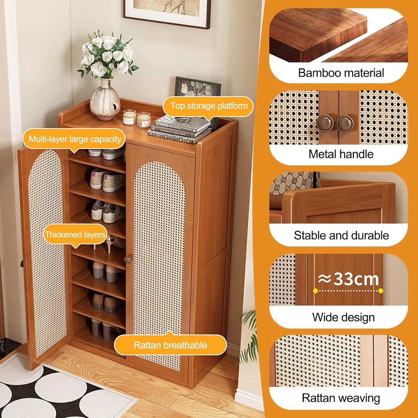 Bamboo Shoe Cabinet