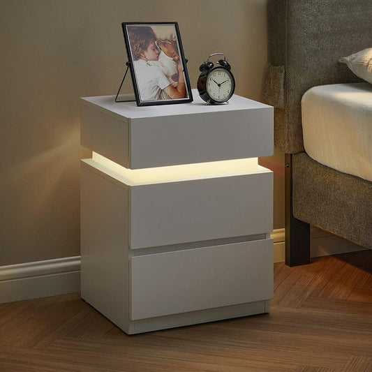 VASAGLE bedside table with LED lighting