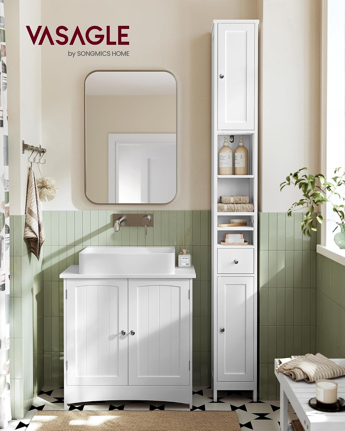 VASAGLE Tall Bathroom Cabinet (BBC765W01)