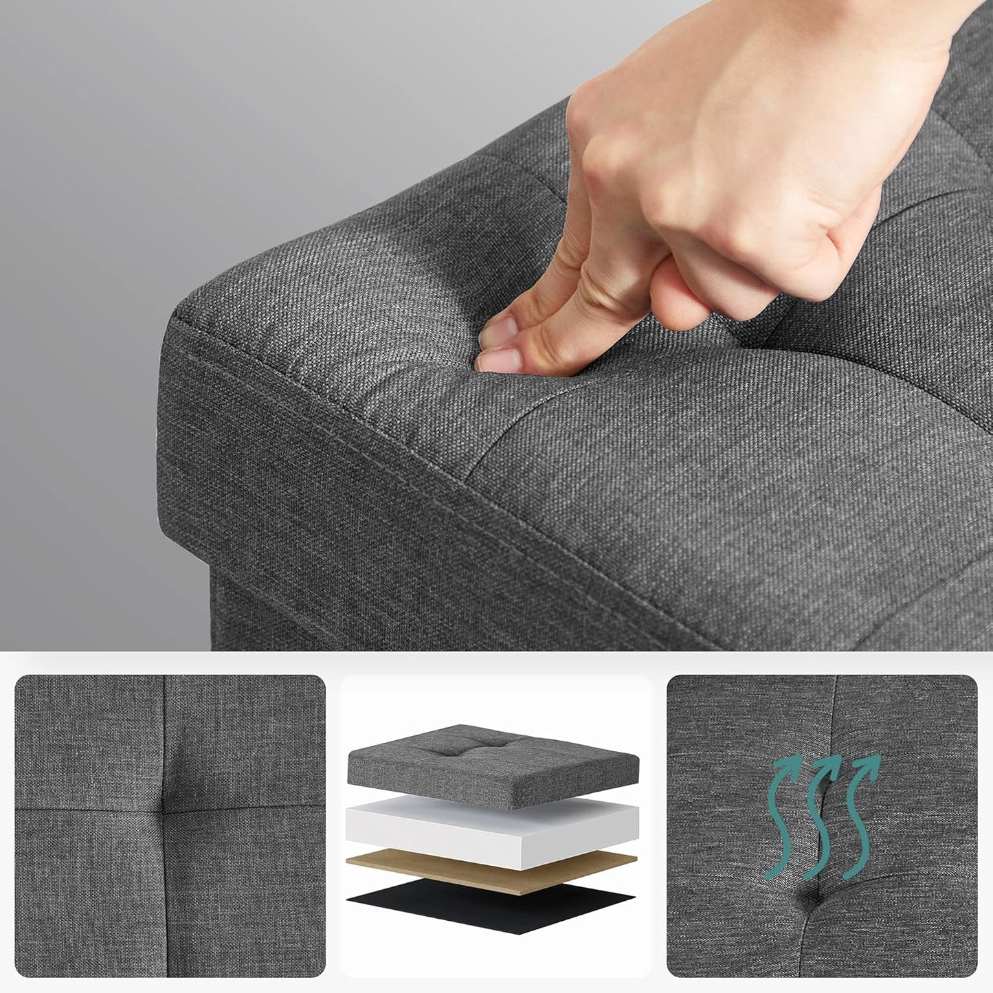 SONGMICS Bench with Storage Space LSF46GYZ