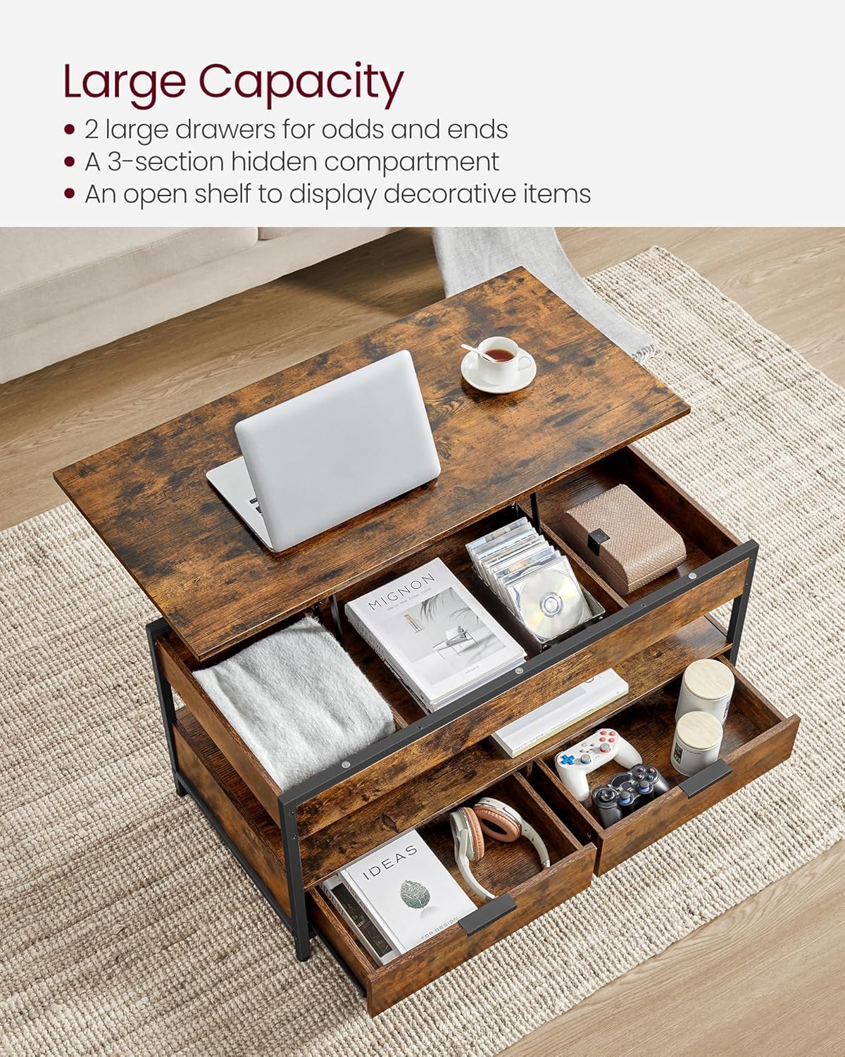 VASAGLE Lift Top Coffee Table LCT209K01