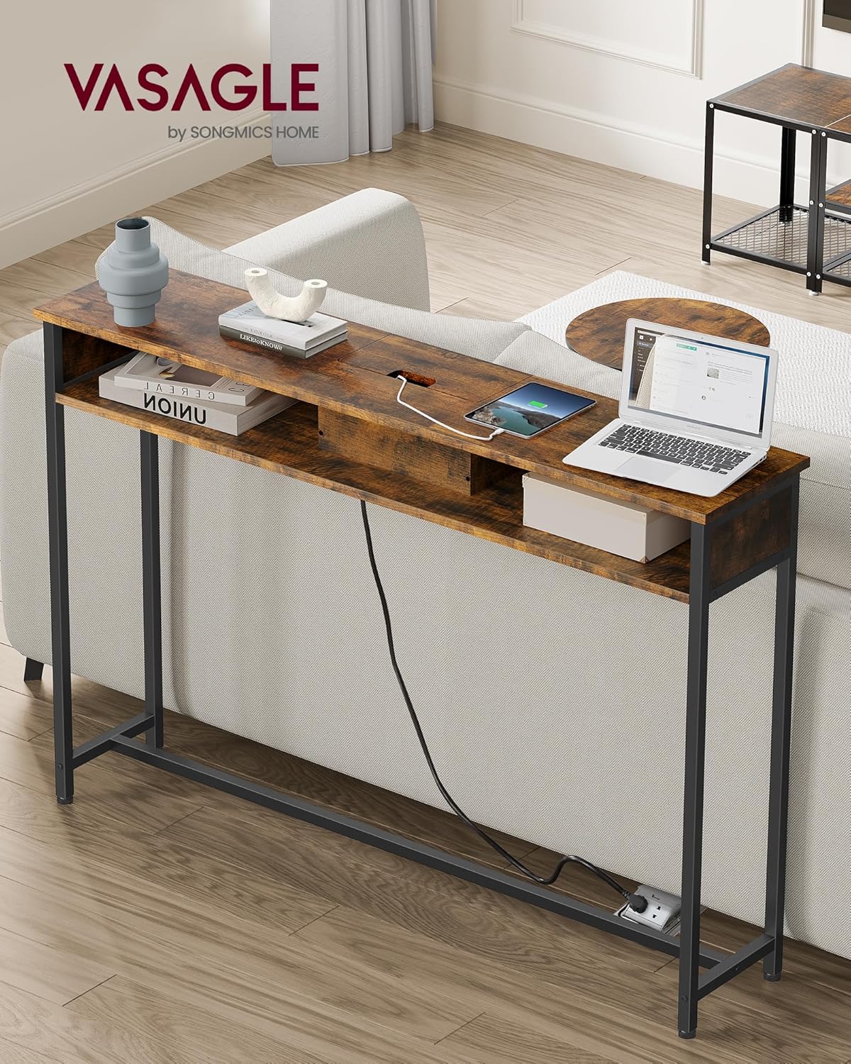 VASAGLE Console Table with Sockets LNT111K01