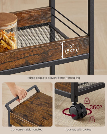 VASAGLE  3-Tier Cart with Table Top