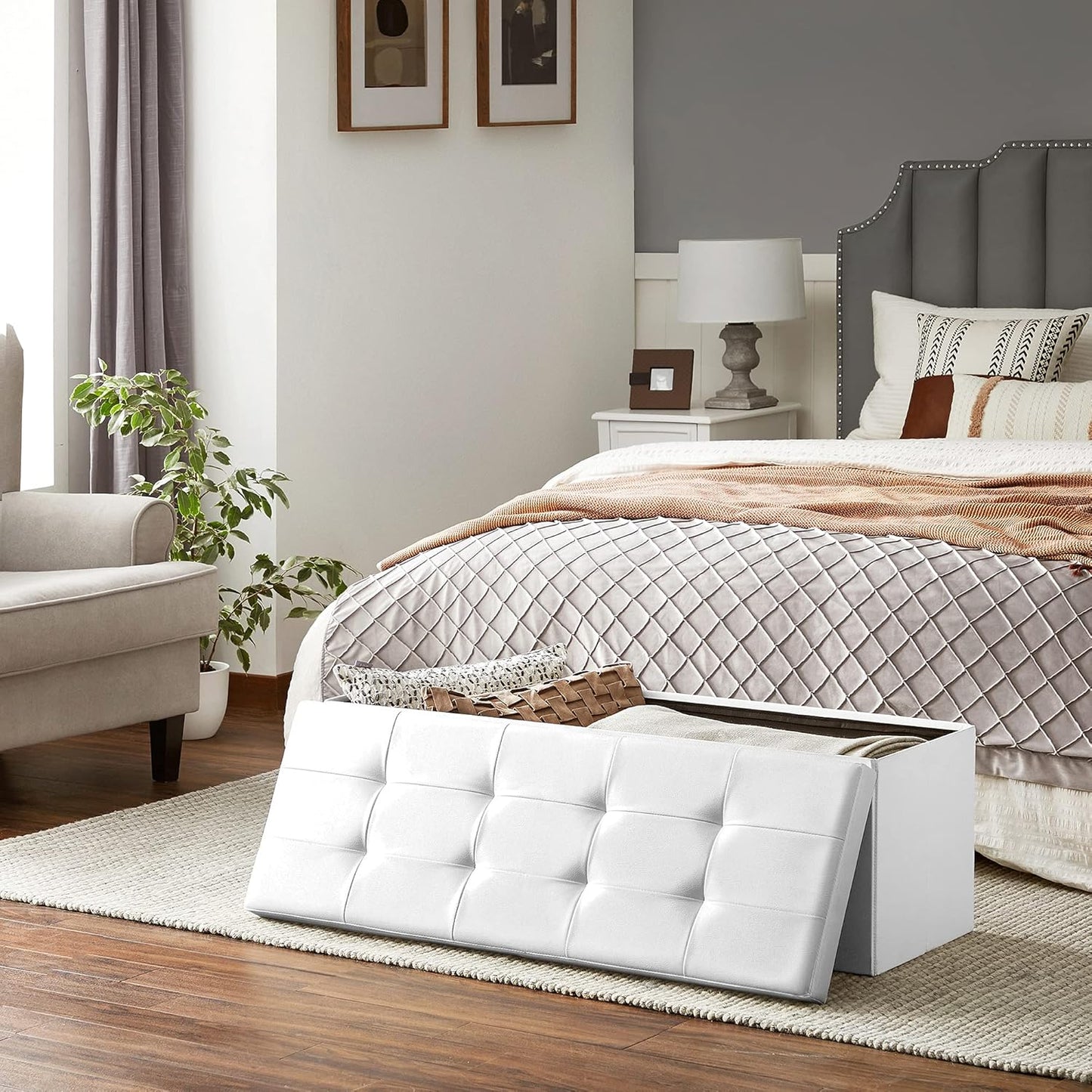 SONGMICS Bench with Storage Space LSF75WT