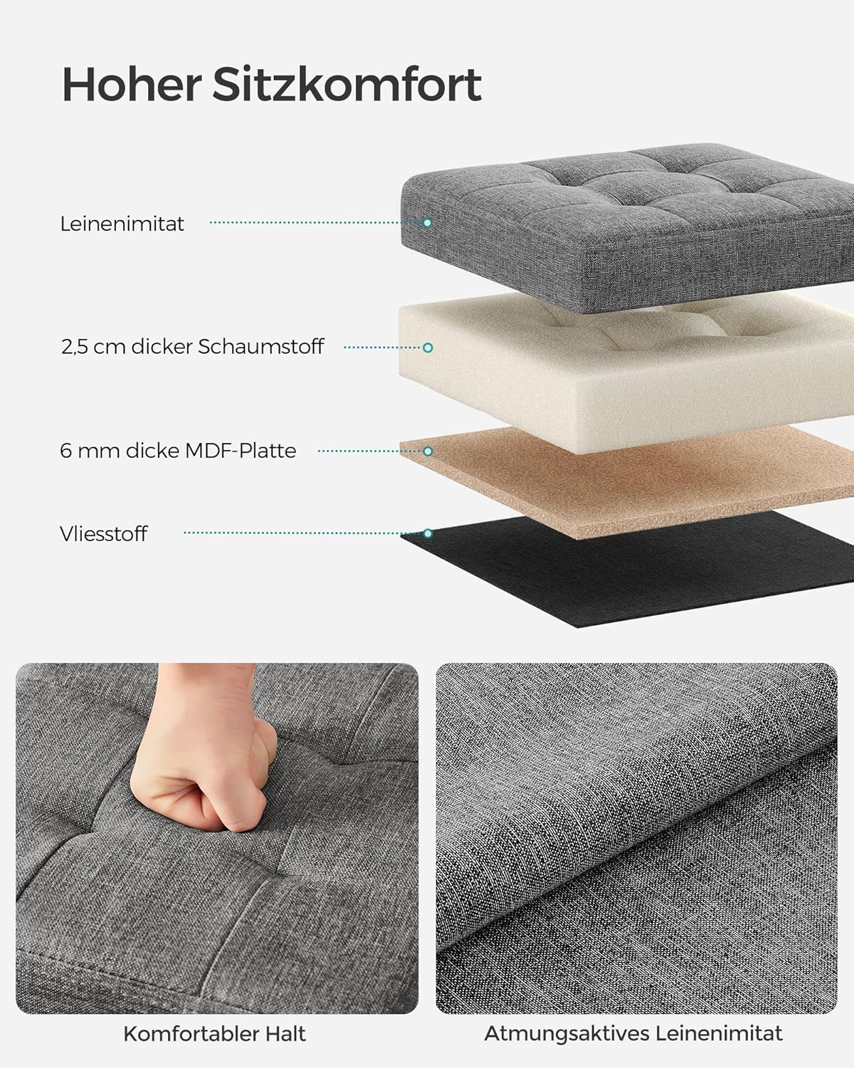 SONGMICS Stool with Storage Space LSF028G22