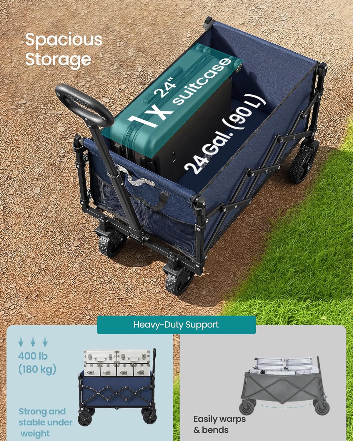SONGMICS 90L Festival Trolley on Wheels (GFW909QE01)