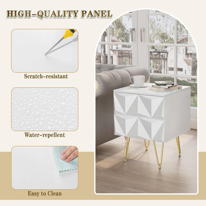 EUGAD Bedside Table with 2 Drawers