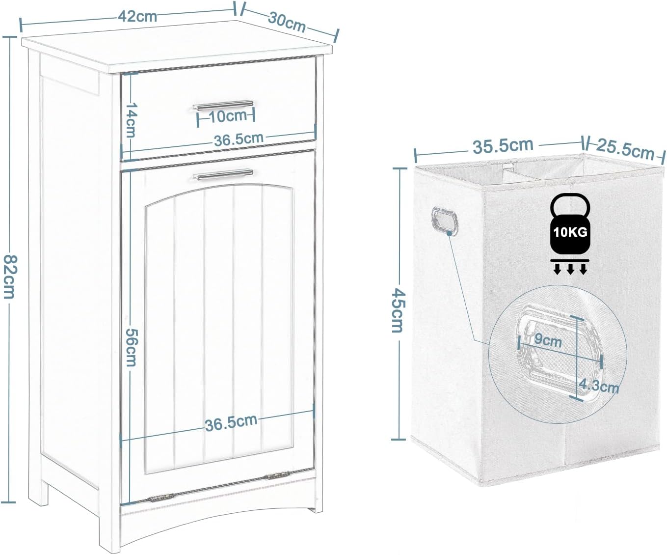 EUGAD Cabinet with Laundry Basket