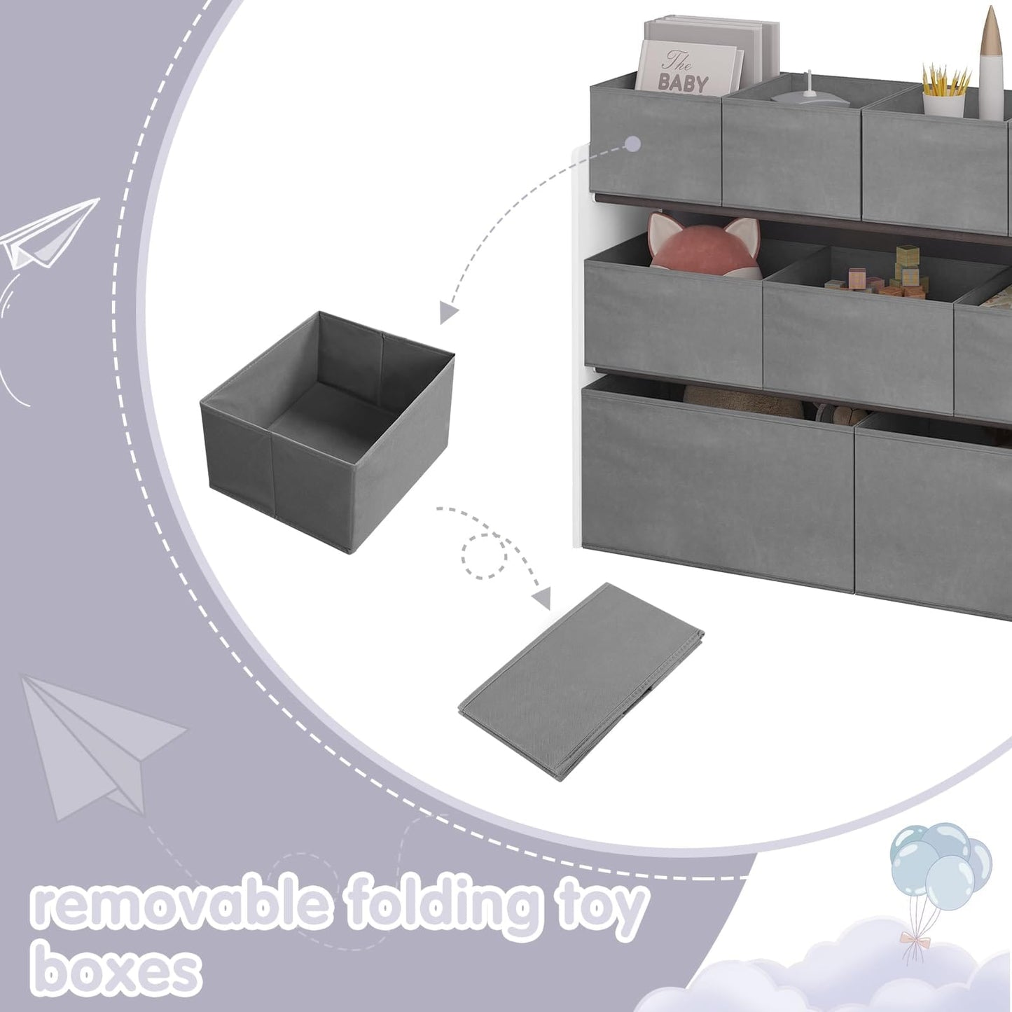 Kids Storage Unit with 9 Toy Boxes