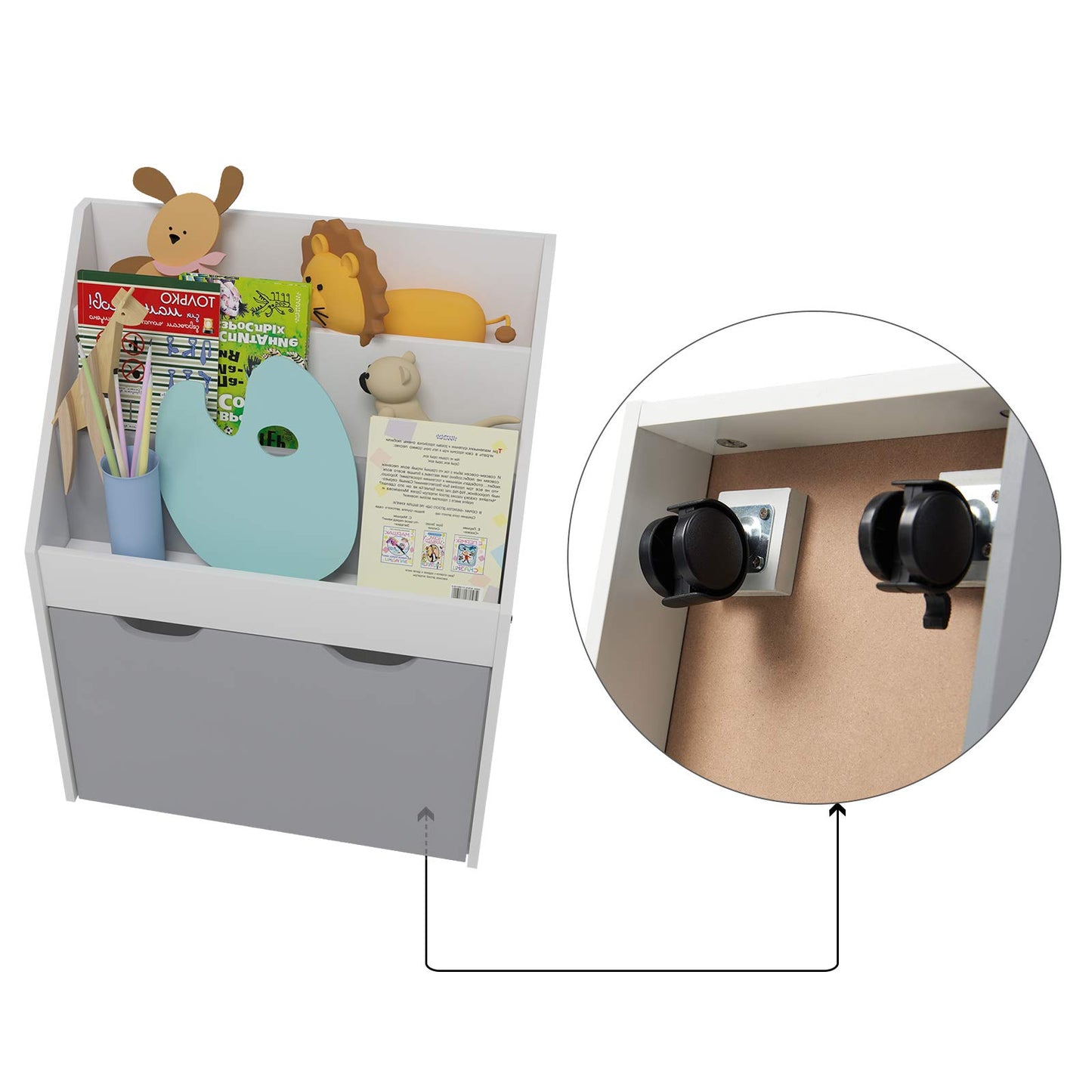 WOLTU Kids Bookshelf with Wheels