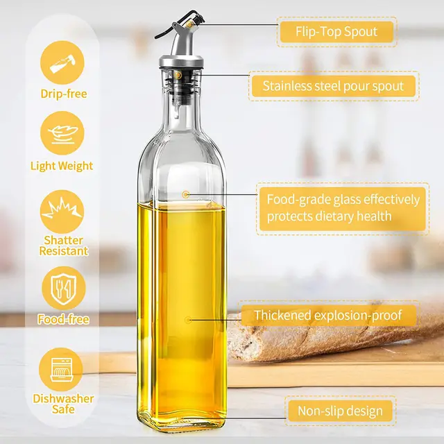 set of 2 Glass Oil Dispenser Bottles