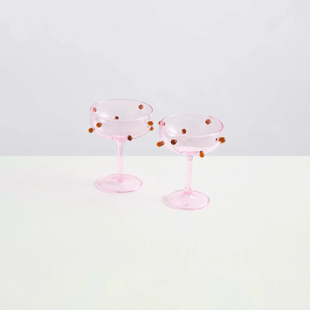 Pomponette Champagne Coupes Set of 6