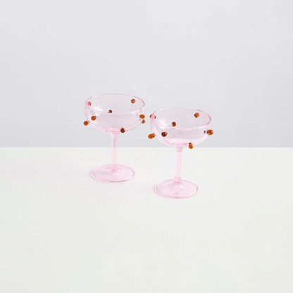 Pomponette Champagne Coupes Set of 6