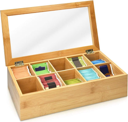 Bamboo Organiser Box with Transparent Lid