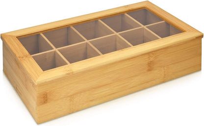 Bamboo Organiser Box with Transparent Lid