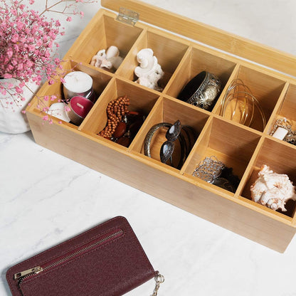 Bamboo Organiser Box with Transparent Lid