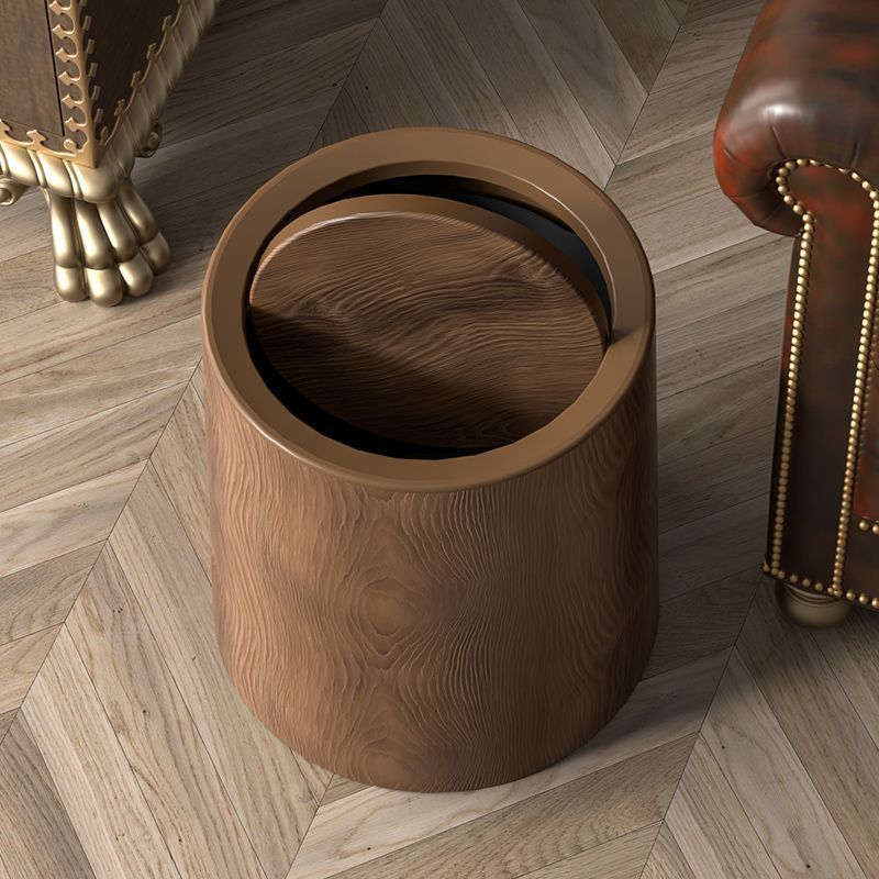 Plastic Wood Color Trash Can