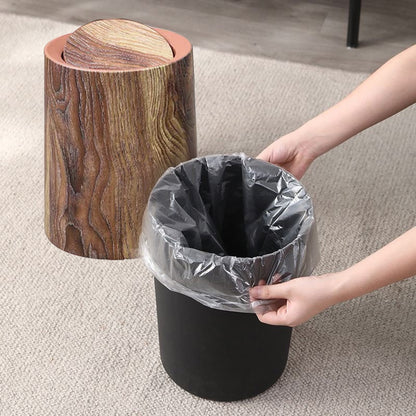 Plastic Wood Color Trash Can