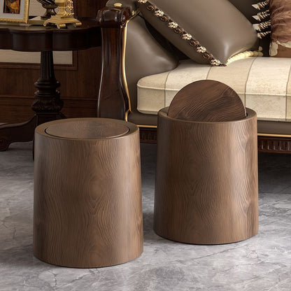 Plastic Wood Color Trash Can