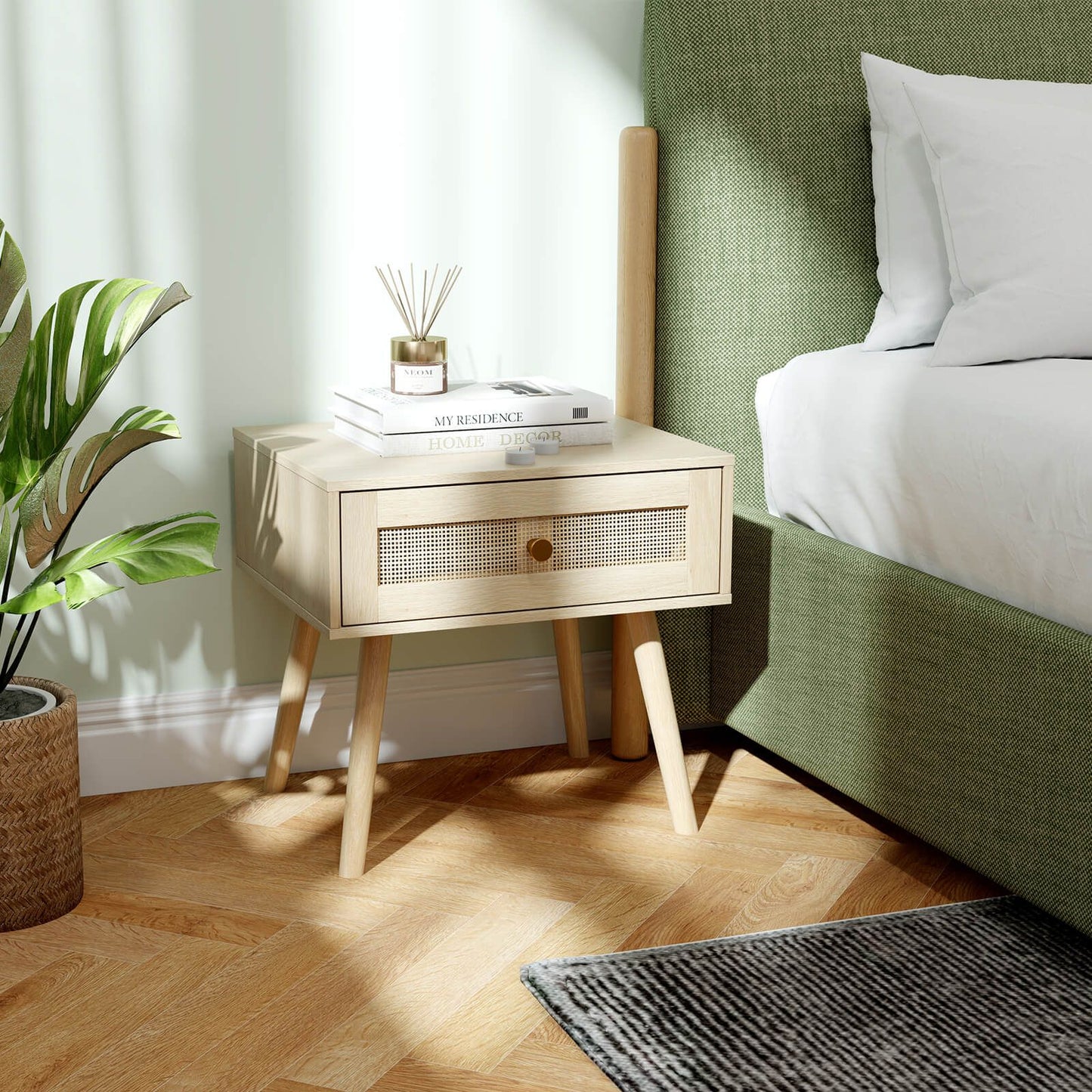 Costway Set of 2 Rattan Nightstand Bedside Table