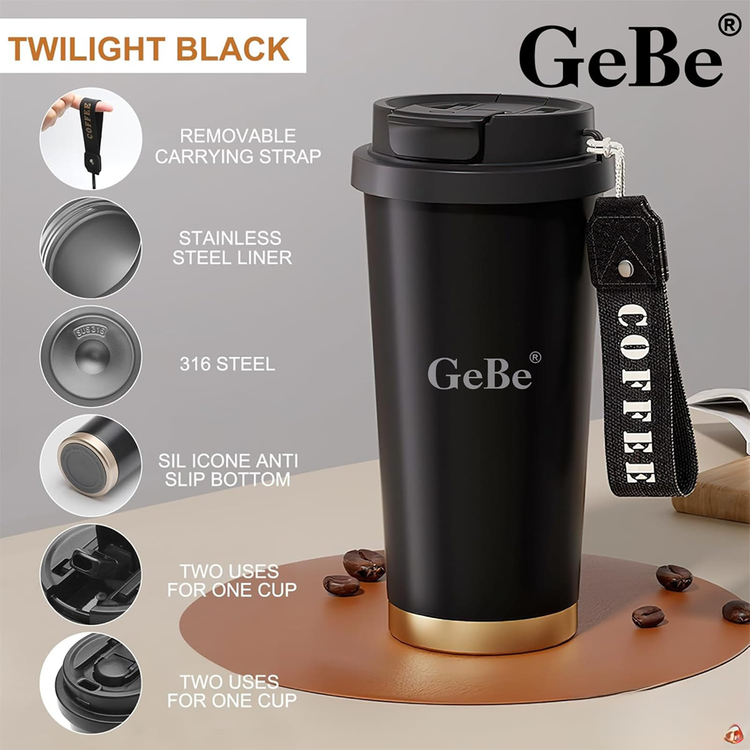 GeBe® Insulated Travel Mug with Dual-Use Lid