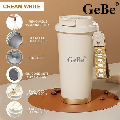 GeBe® Insulated Travel Mug with Dual-Use Lid