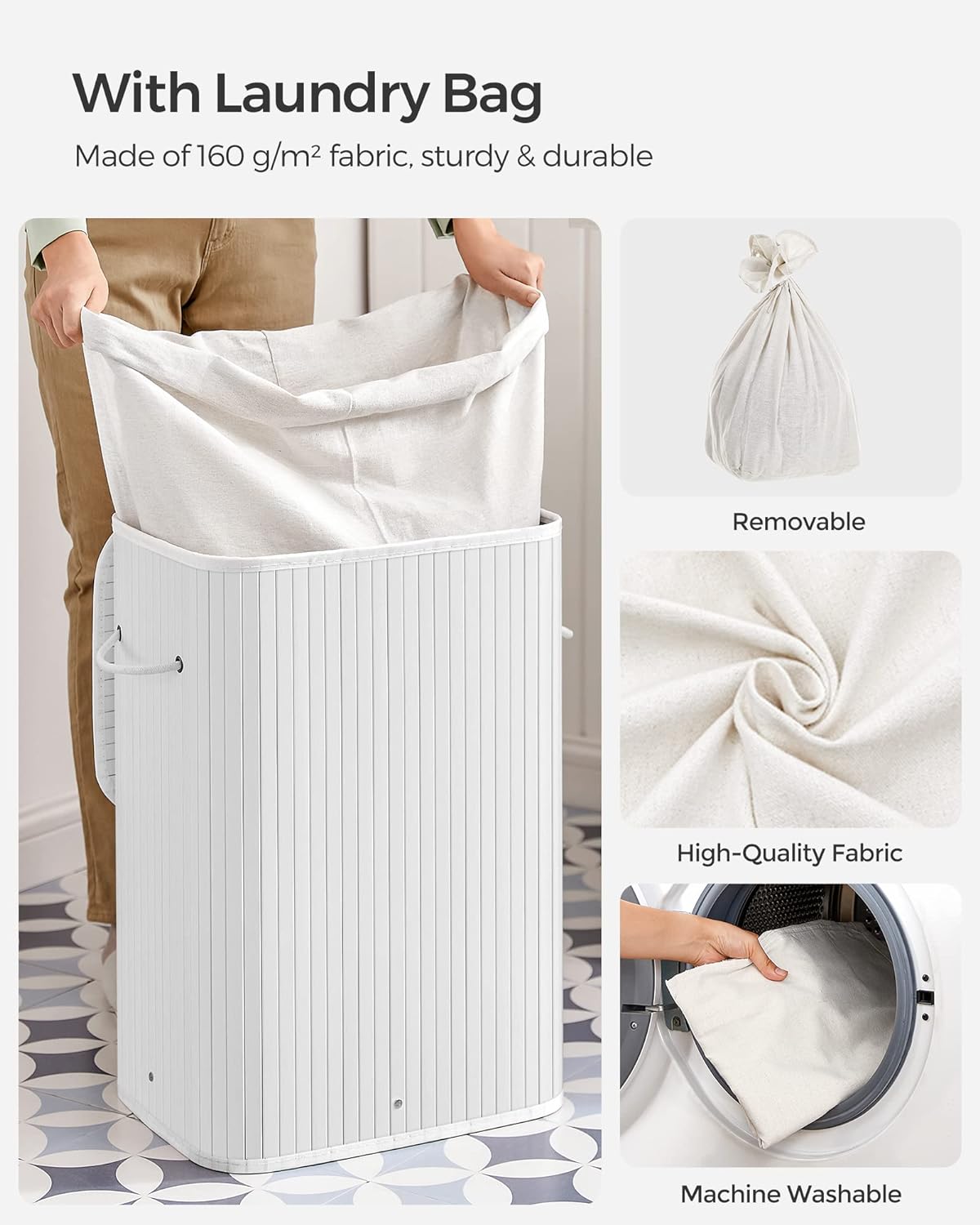 SONGMICS Bamboo Laundry Basket