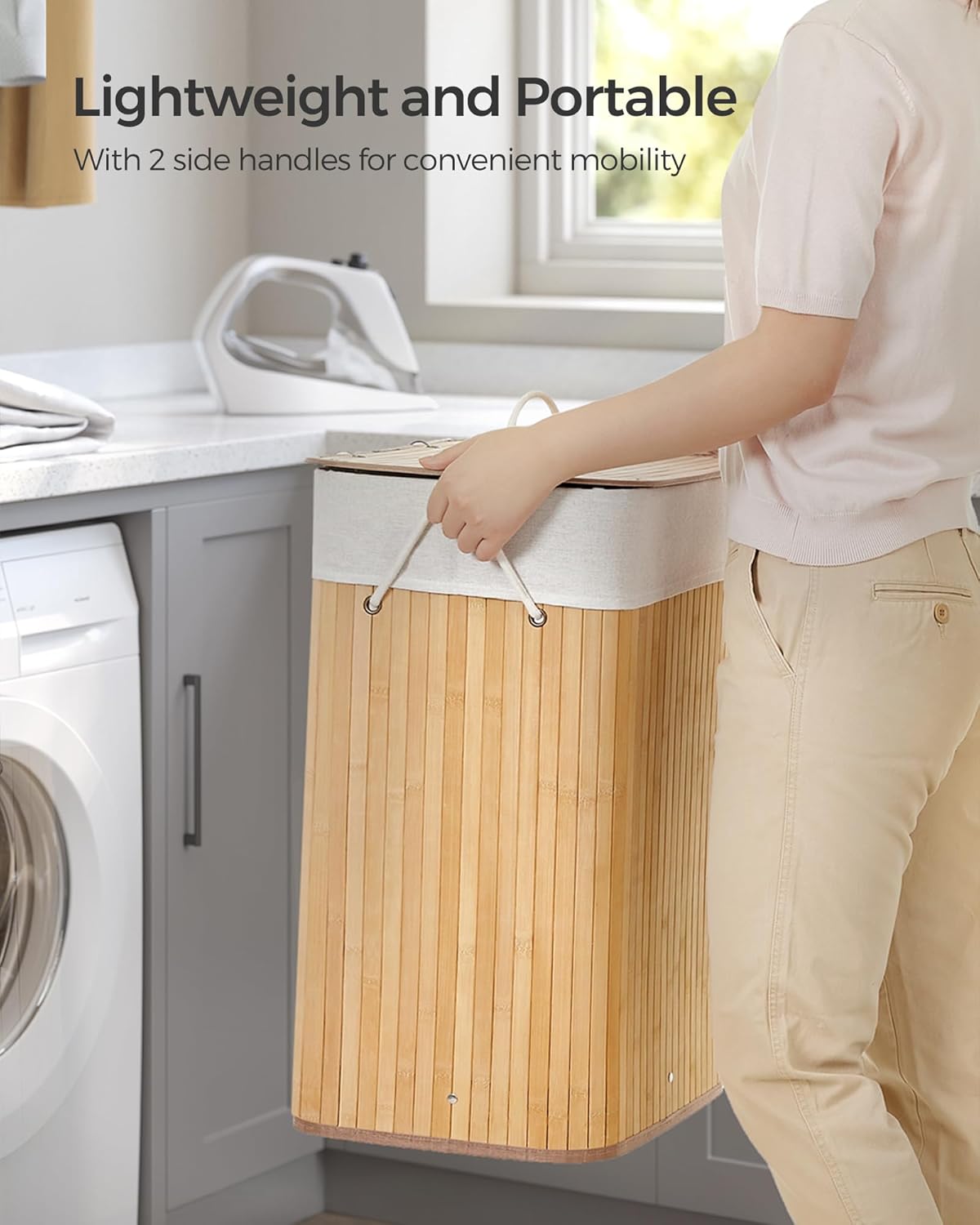 SONGMICS Bamboo Laundry Basket