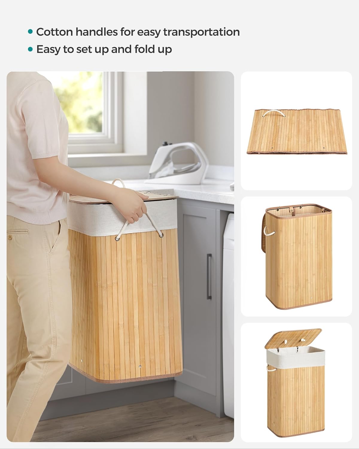 SONGMICS Bamboo Laundry Basket