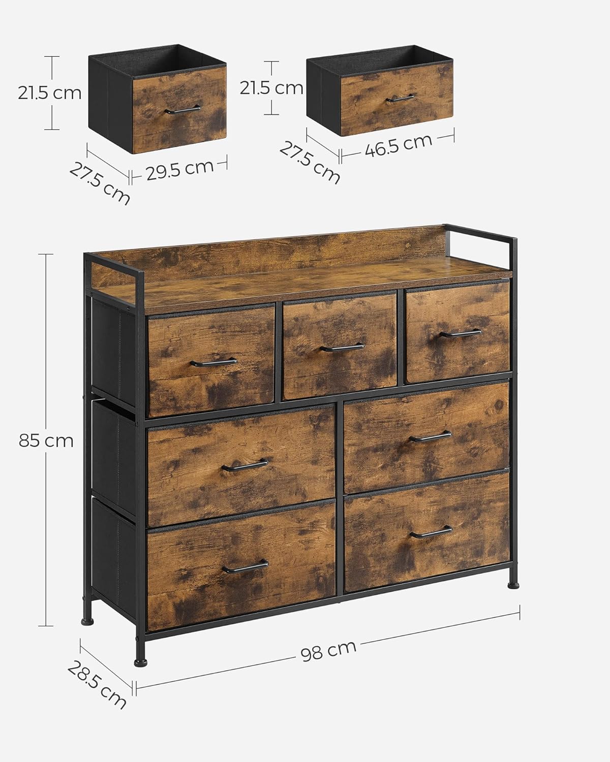 SONGMICS 7 Fabric Drawers with Handles Cabinet