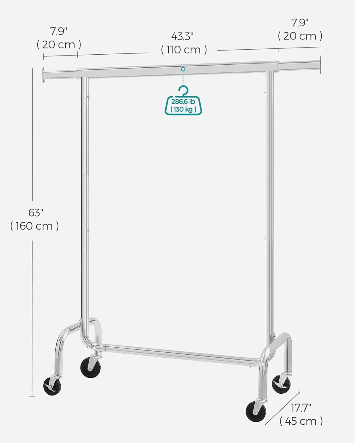 SONGMICS Clothes Rack with Wheels