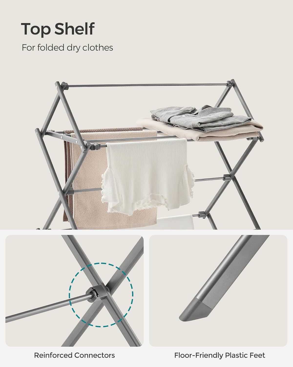 SONGMICS Foldable Clothes Drying Rack ULLR770G01