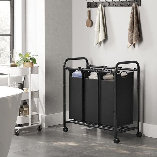 SONGMICS Laundry Basket with 3 Compartments