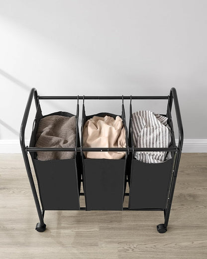 SONGMICS Laundry Basket with 3 Compartments