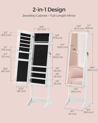 SONGMICS Mirror Jewellery Cabinet