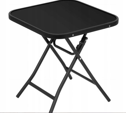WOLTU Folding Metal Side Table with Tempered Glass Top (Z-PNT8145BLK)