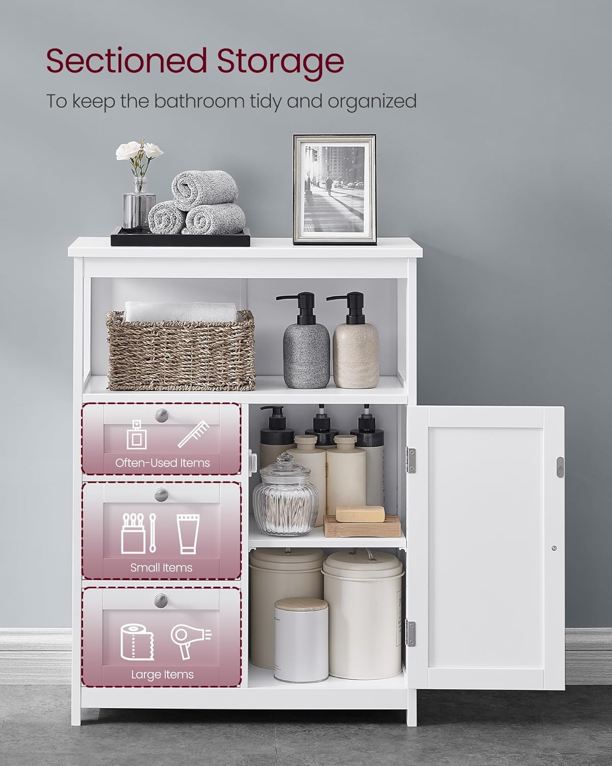 VASAGLE Bathroom Floor Storage Cabinet UBBC542P31V1