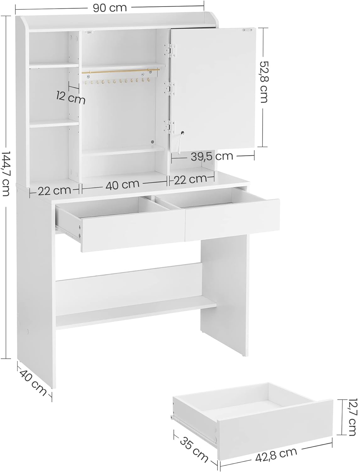 VASAGLE Dressing Table