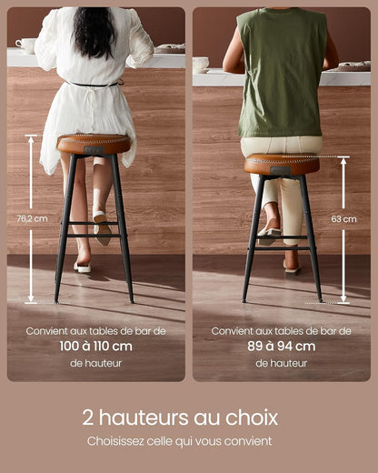 VASAGLE Set of 2 Bar Stool
