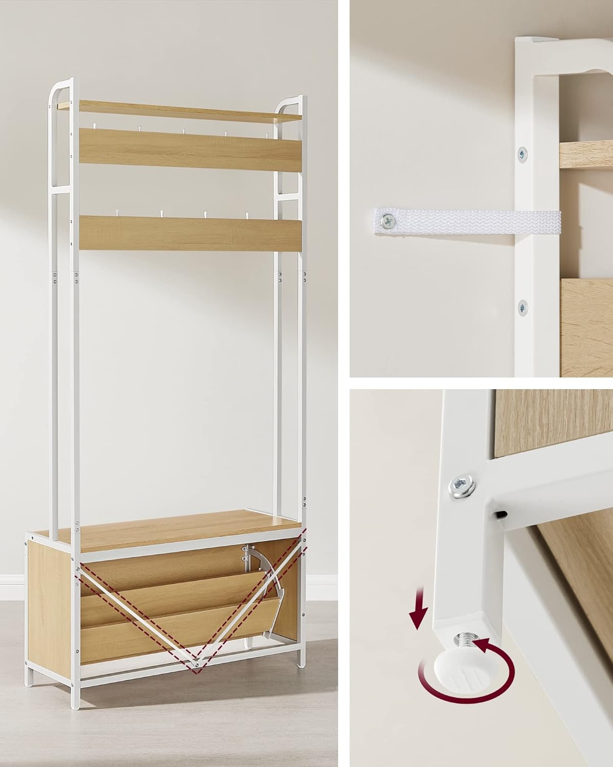 VASAGLE Hallway Furniture with 9 Hooks