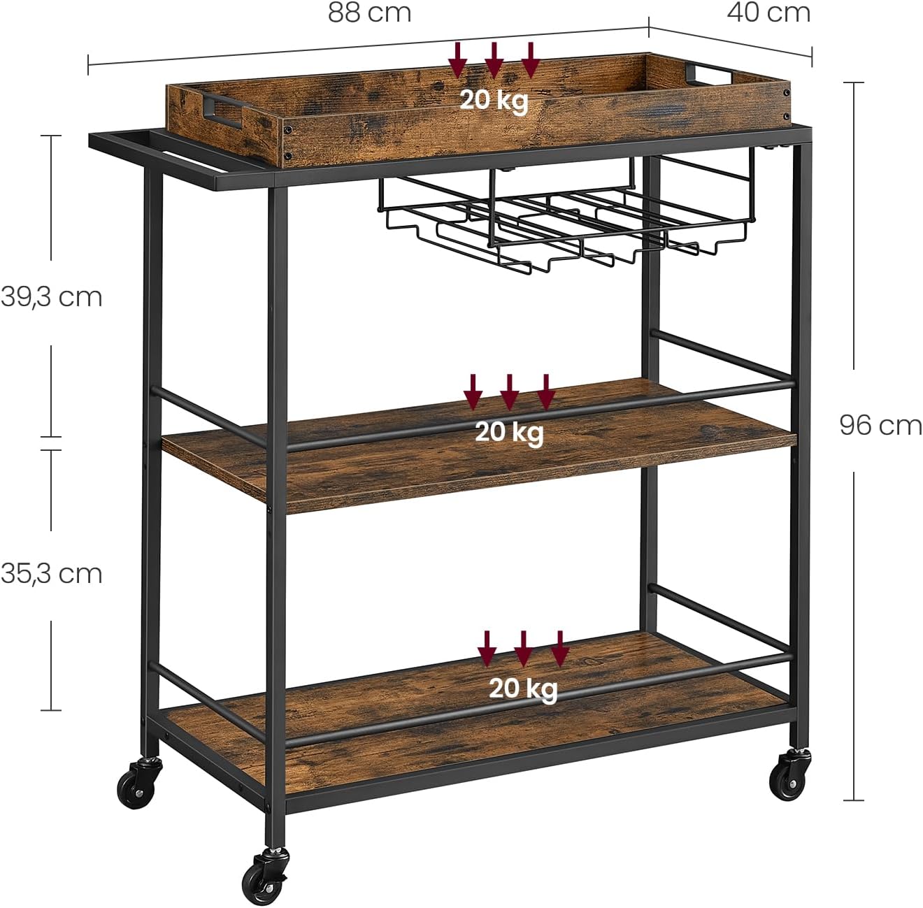 VASAGLE Serving Trolley LRC093B01