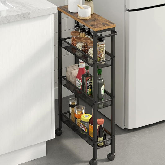 VASAGLE 4-Tier Slim Rolling Cart