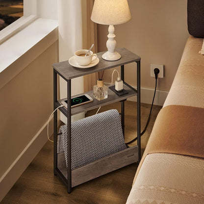 VASAGLE Side Table with Charging Function