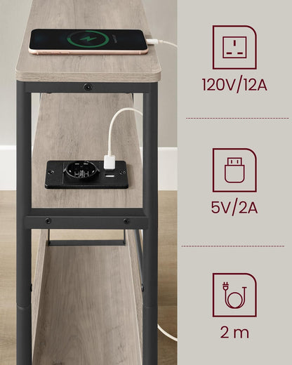 VASAGLE Side Table with Charging Function