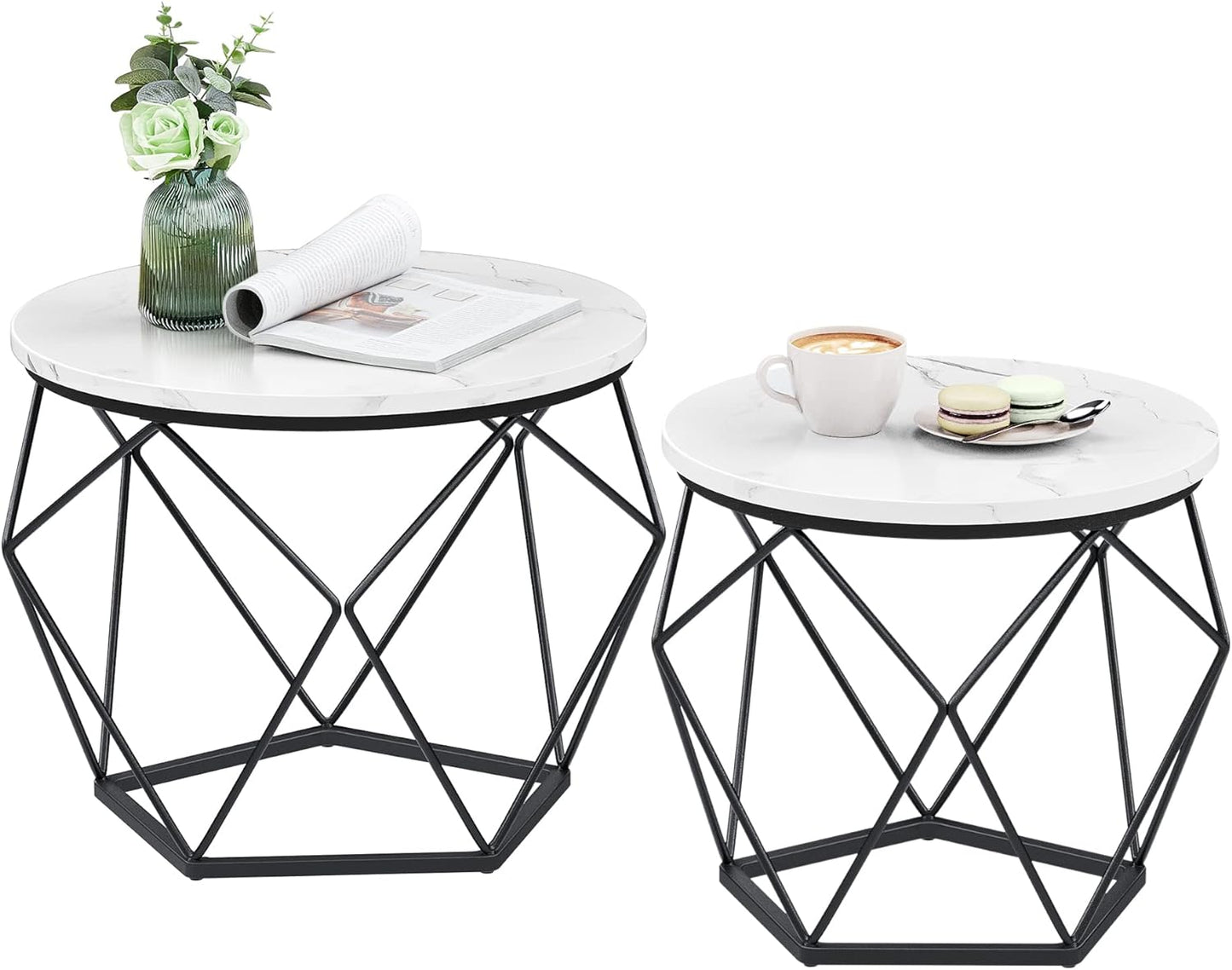 VASAGLE Set of 2 White  Small Coffee Table
