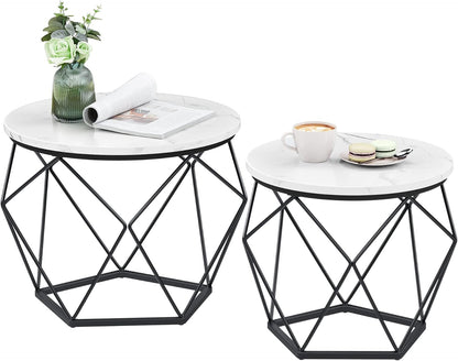 VASAGLE Set of 2 White  Small Coffee Table