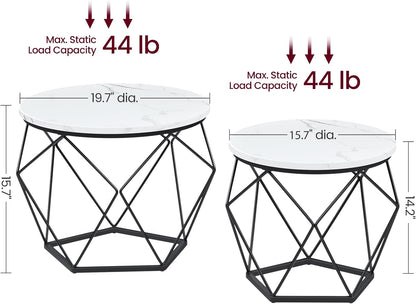 VASAGLE Set of 2 White  Small Coffee Table